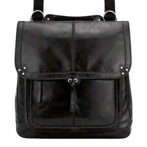The Sak Ventura Stylish soft black leather Backpack messenger purse handbag